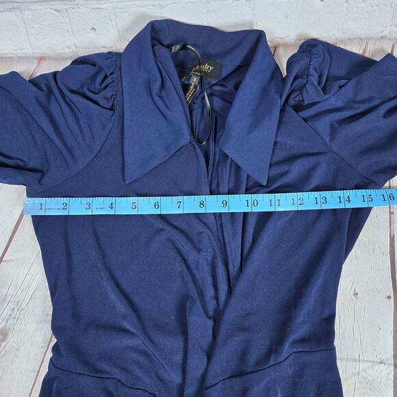 Laundry By‎ Design Navy Collared Wrap 3/4 Sleeve Dress S - Picture 7 of 8